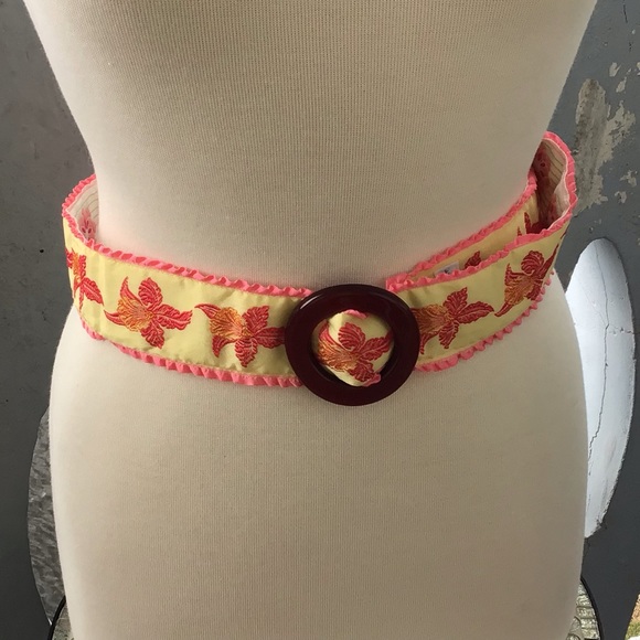 Hadley Pollett Zinnia Embroidered O-ring Belt Reversible Adjustable Adorable - Picture 4 of 12